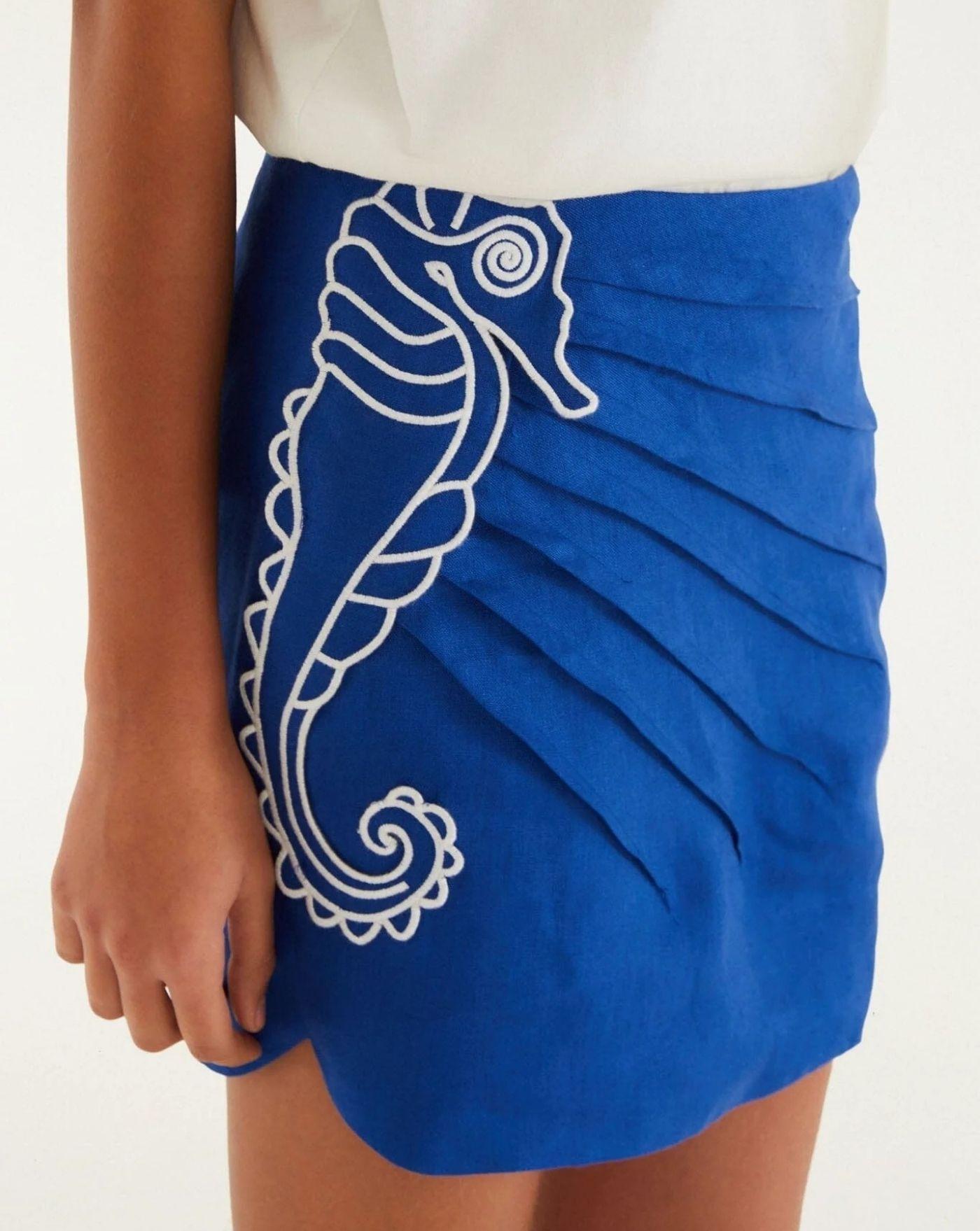 Falda Farm Rio Seahorse Blue Embroidery 363031 BLUE FARM RIO