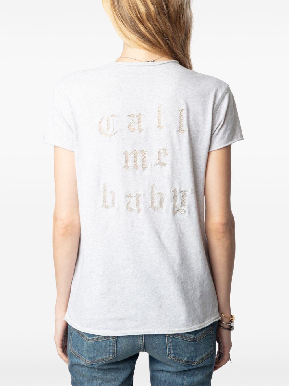 Camiseta Zadig & Voltaire Story Cl Fishnet Call me Baby JWTS02680 GRIS ZADIG & VOLTAIRE