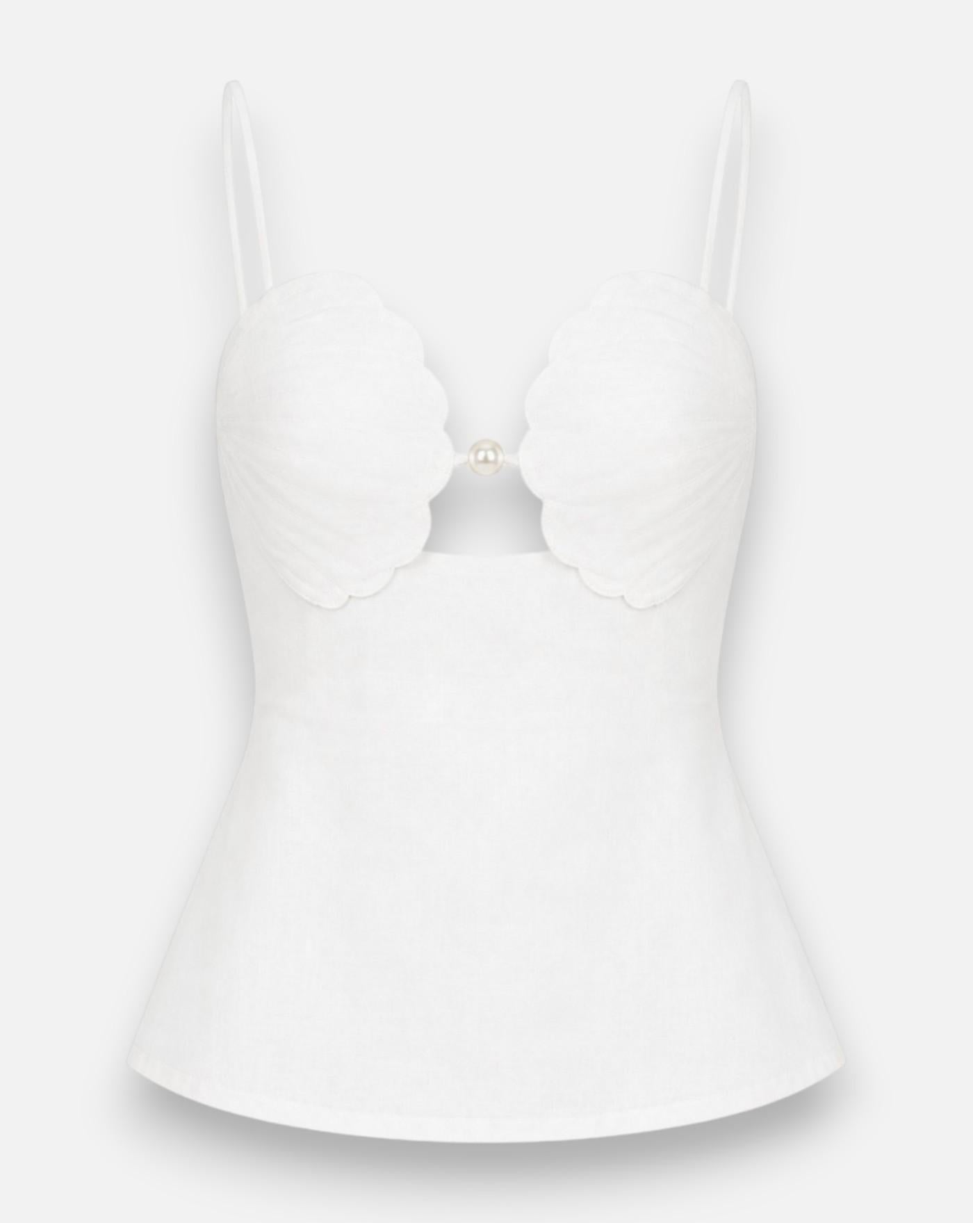 Blusa Farm Rio Shell Bust Off-white Peplum 363556 OFF WHITE FARM RIO
