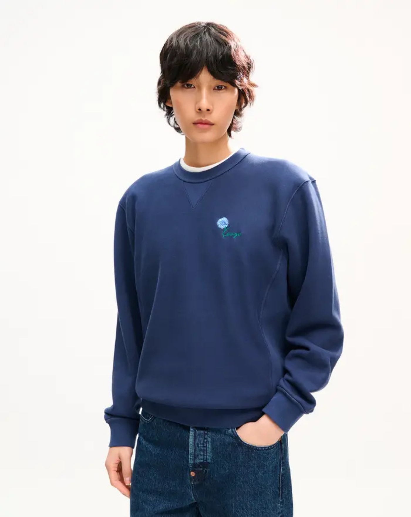 Sudadera de algodón bordada 'KENZO Tulip'<BR/><BR/> FG65TS2934SK 79 BLUE BLACK KENZO