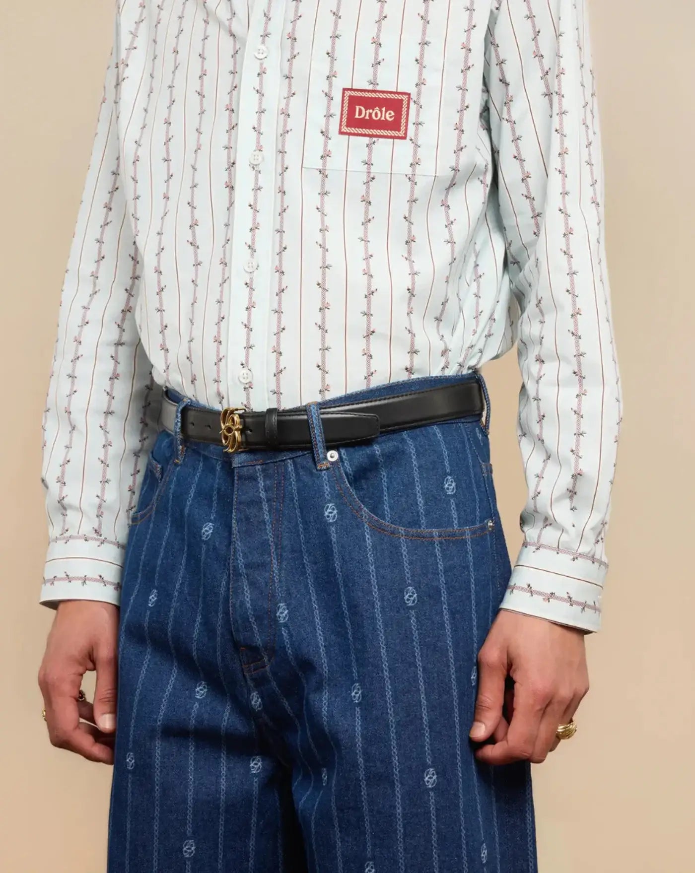 Denim Drole de Monsieur Le Jean Baggy Monogramme BP168 CO238 SW DROLE DE MONSIEUR
