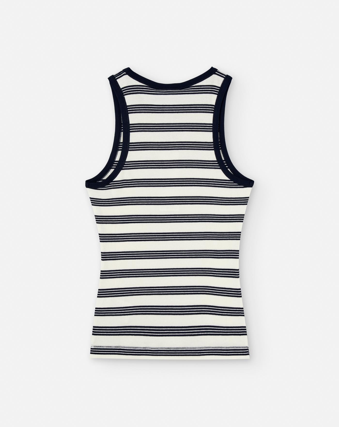 Top Ganni Striped Soft Cotton Rib Tank Top T4144 683 GANNI