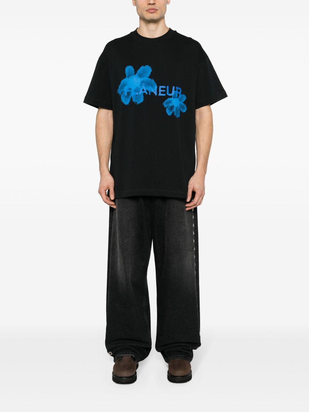 Camiseta Flâneur Floral Watercolor F13030 BLACK FLANEUR