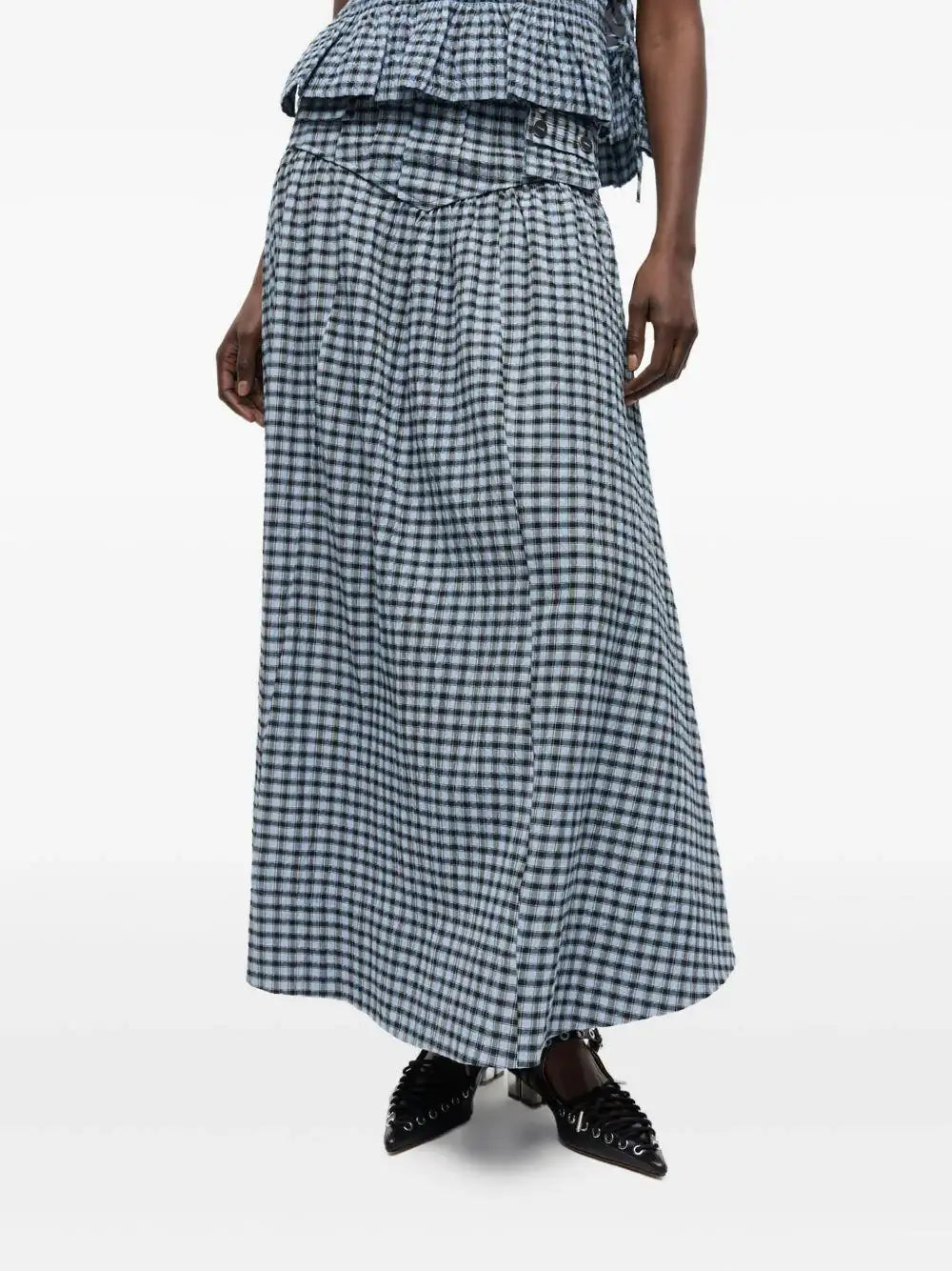 Falda Ganni Seersucker Check Long W0744 326 GANNI