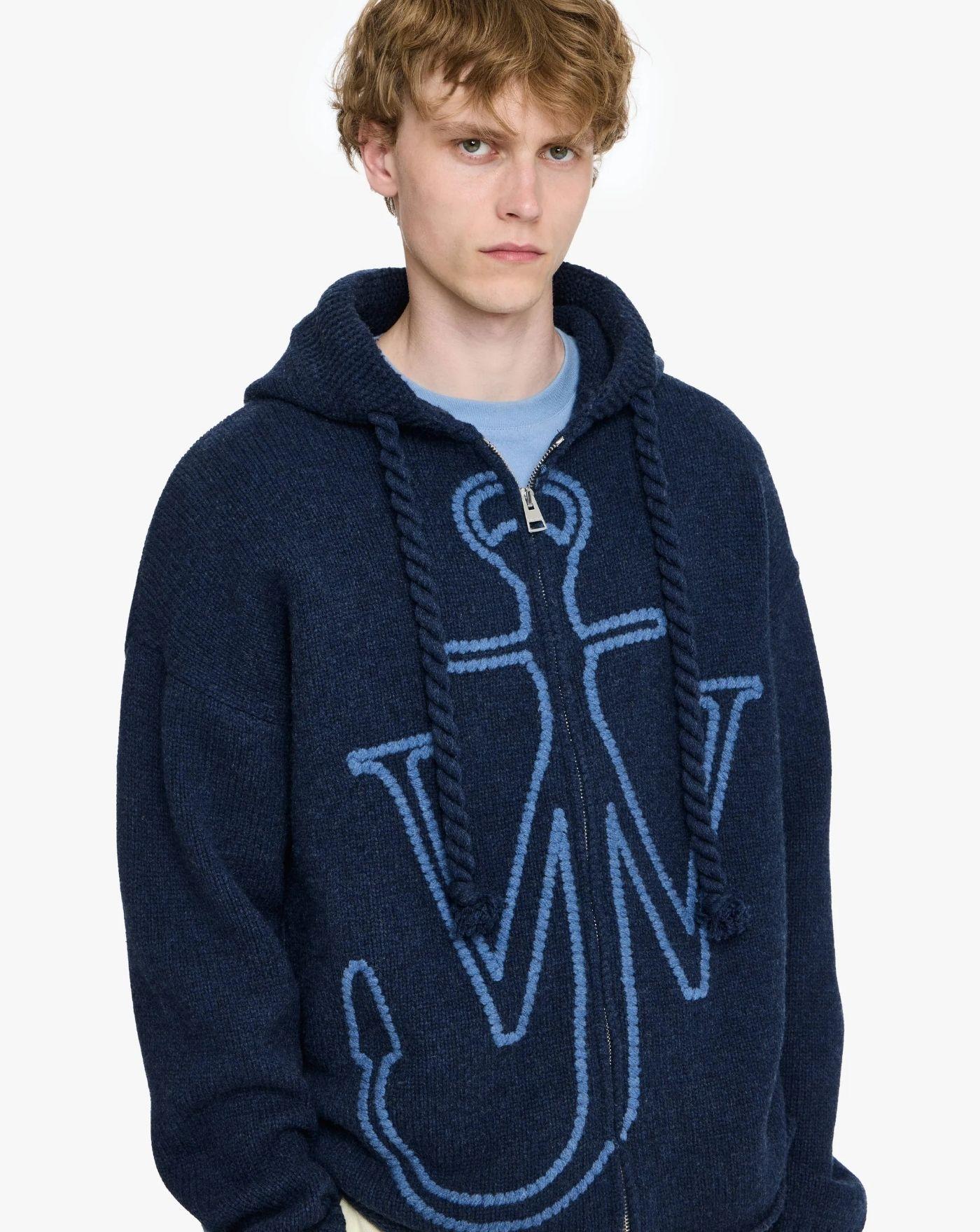 Jersey Jw Anderson Anchor Embroidery Zipped Hoodie KW1429YN0412 768 JW ANDERSON