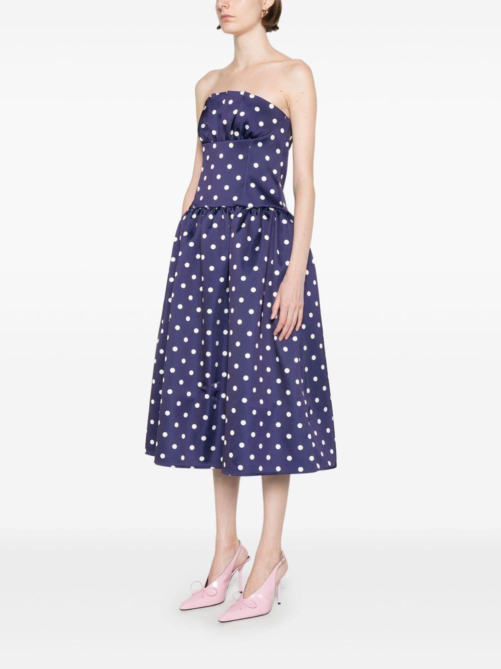 Vestido Self Portrait Polka Dot Satin Mini Dress SS25092M NAVY SELF-PORTRAIT
