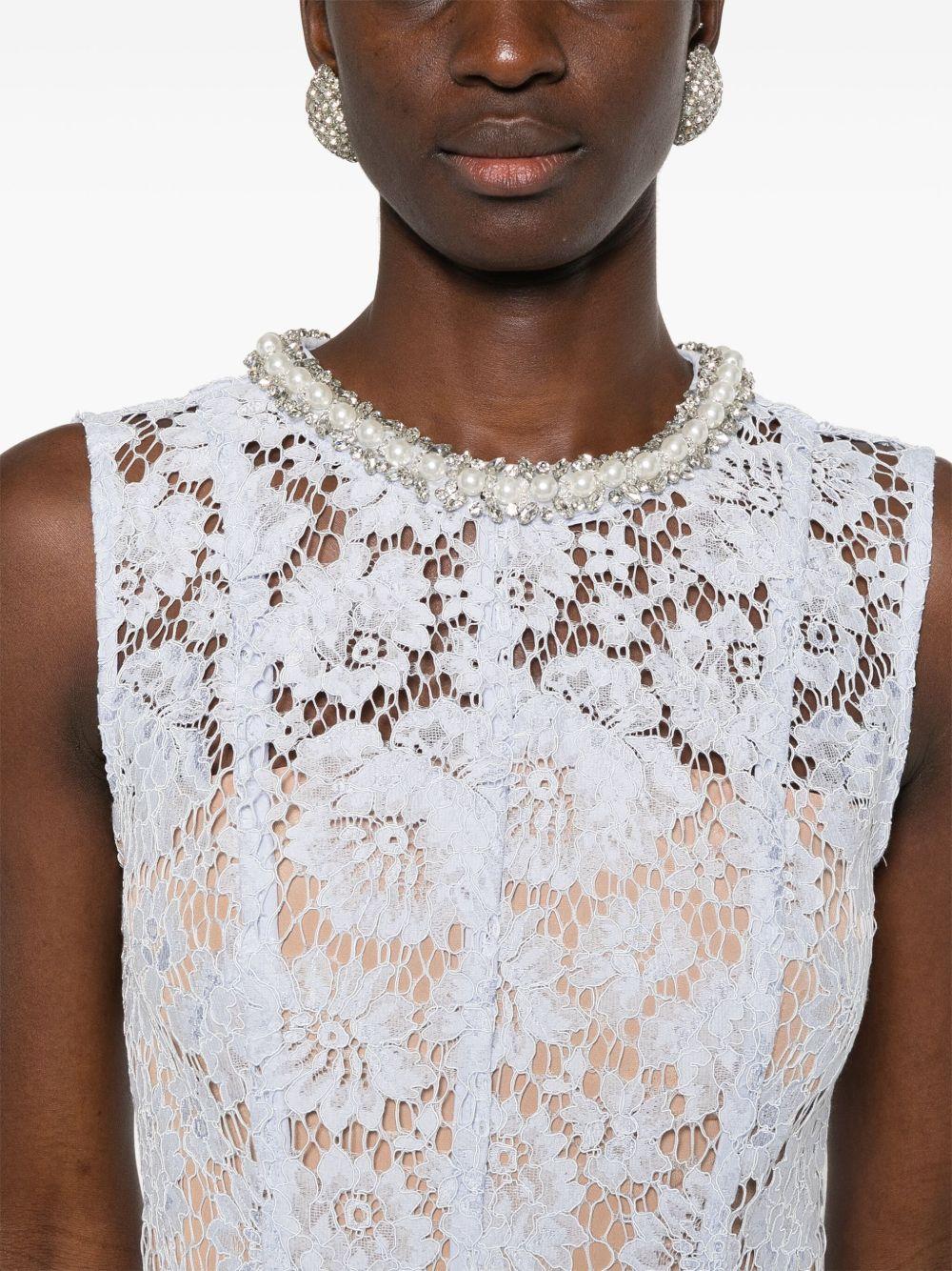 Vestido Self Portrait Fine Lace Pearl Midi Dress SS25158M BLUE SELF-PORTRAIT