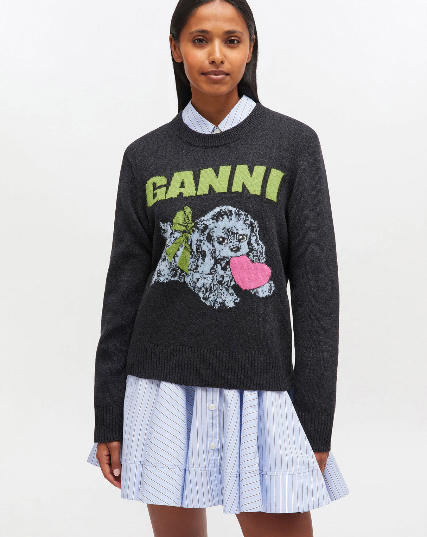 Jersey Ganni Graphic Wool Mix Puppy Love K2597 252 GANNI