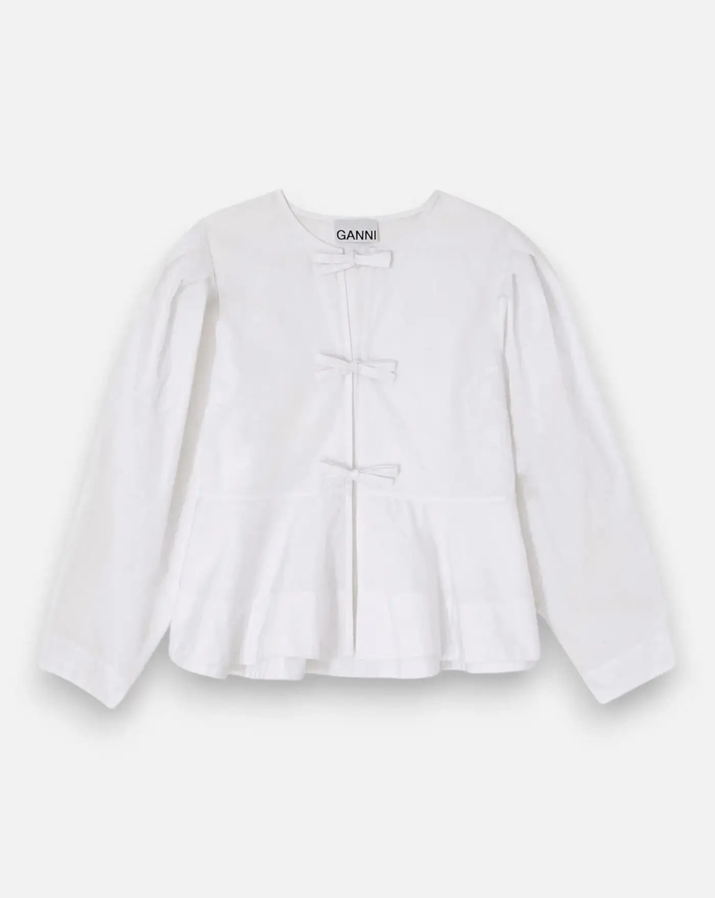 Blusa Ganni Compact Poplin Long Sleeve Peplum Blouse A1040486 151 GANNI