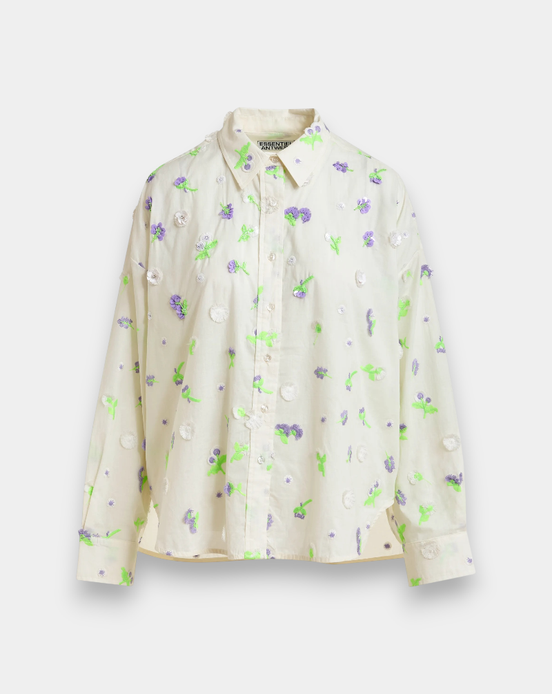 Camisa Essentiel Antwerp Jimena Embroidered Boxy Shirt JIMENA J1OWOFF WHITE ESSENTIEL ANTWERP
