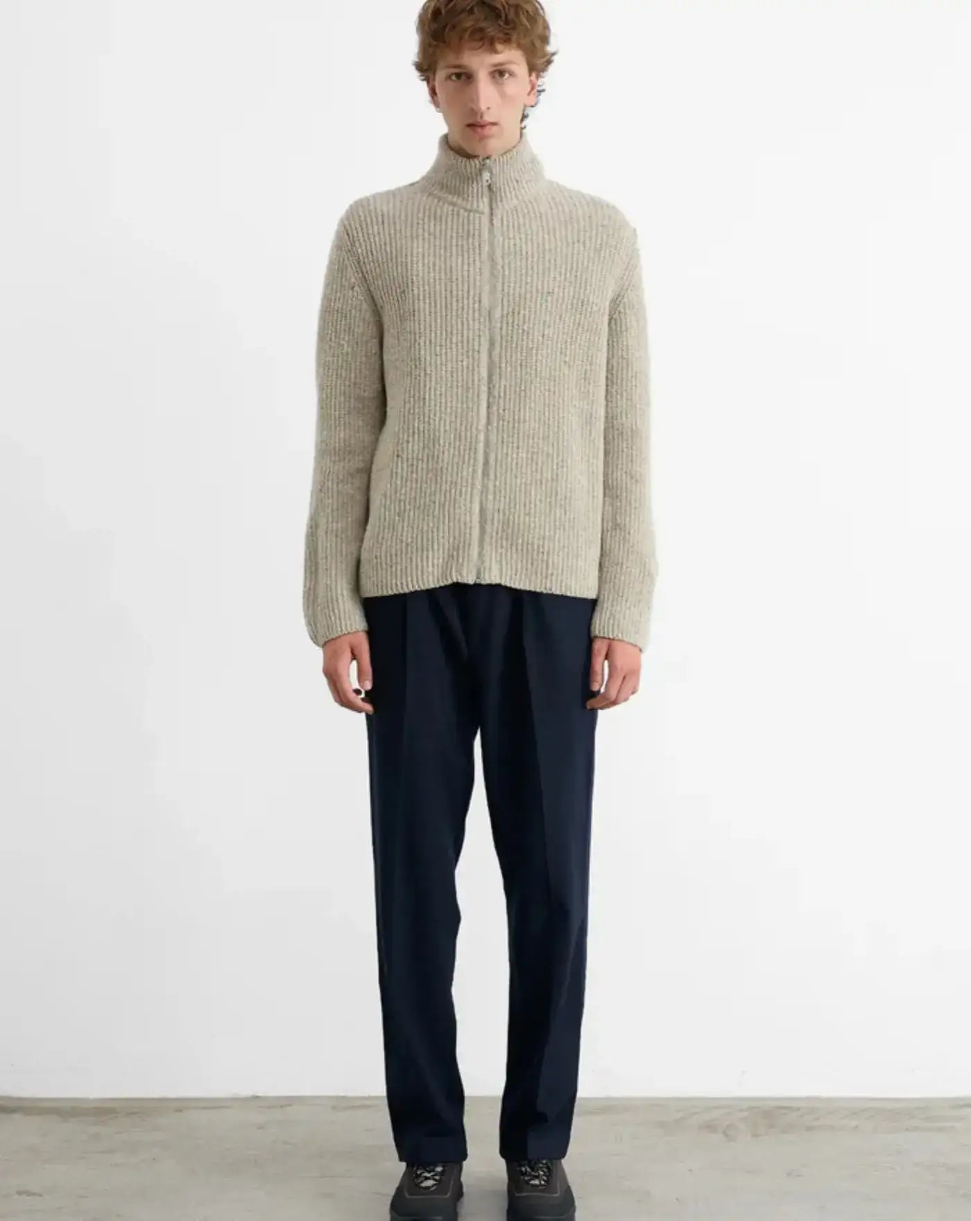 Jersey Edmmond Paris Cardigan 3256007820 PLAIN LIGHT GREY MELANGE EDMMOND