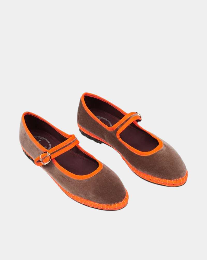 Bailarinas Flabelus Mary Jane Cora CORA TERCIOPELO TOP BEIGE FLABELUS