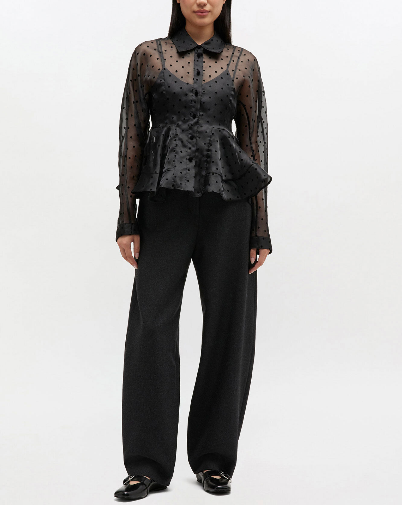 Blusa Ganni Flocked Organza A1040083 099 GANNI