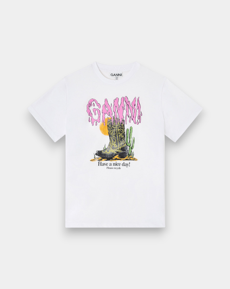 Camiseta Ganni Boots Print A1050075 151 GANNI