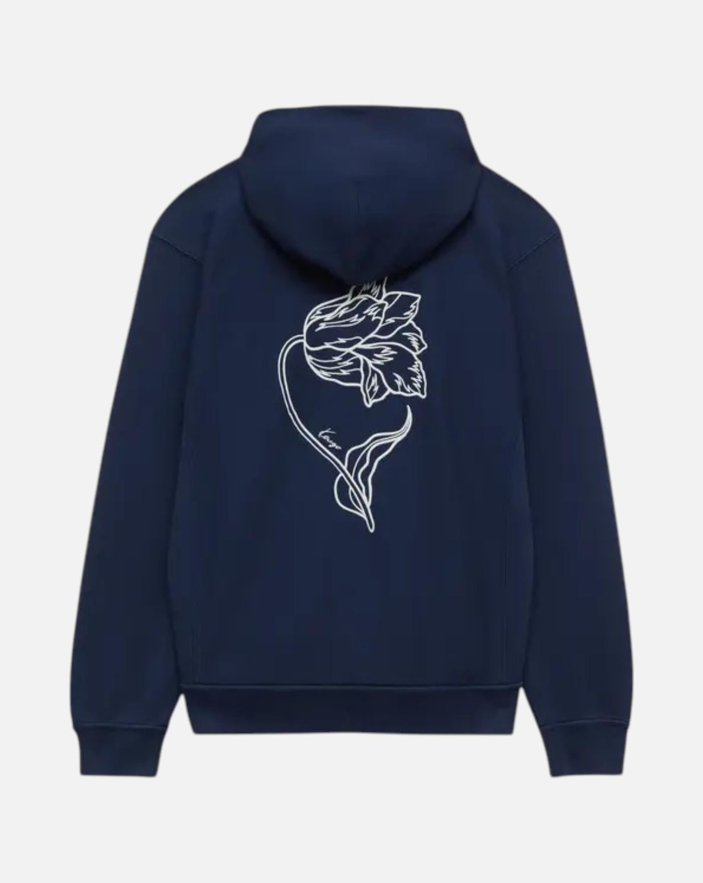 Sudadera con capucha y cremallera de algodón bordada 'KENZO Tulip'<BR/><BR/> FG65HO2714MJ 79 BLUE BLACK KENZO
