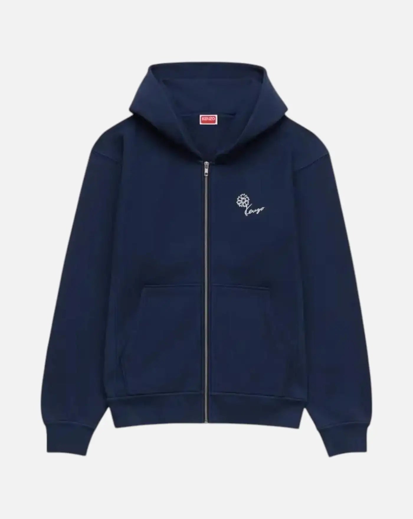 Sudadera con capucha y cremallera de algodón bordada 'KENZO Tulip'<BR/><BR/> FG65HO2714MJ 79 BLUE BLACK KENZO