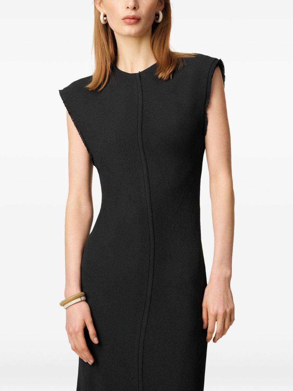 Vestido Ami Paris Black Long Raw Edge Details Dress FDR626VI0039 020 AMI PARIS