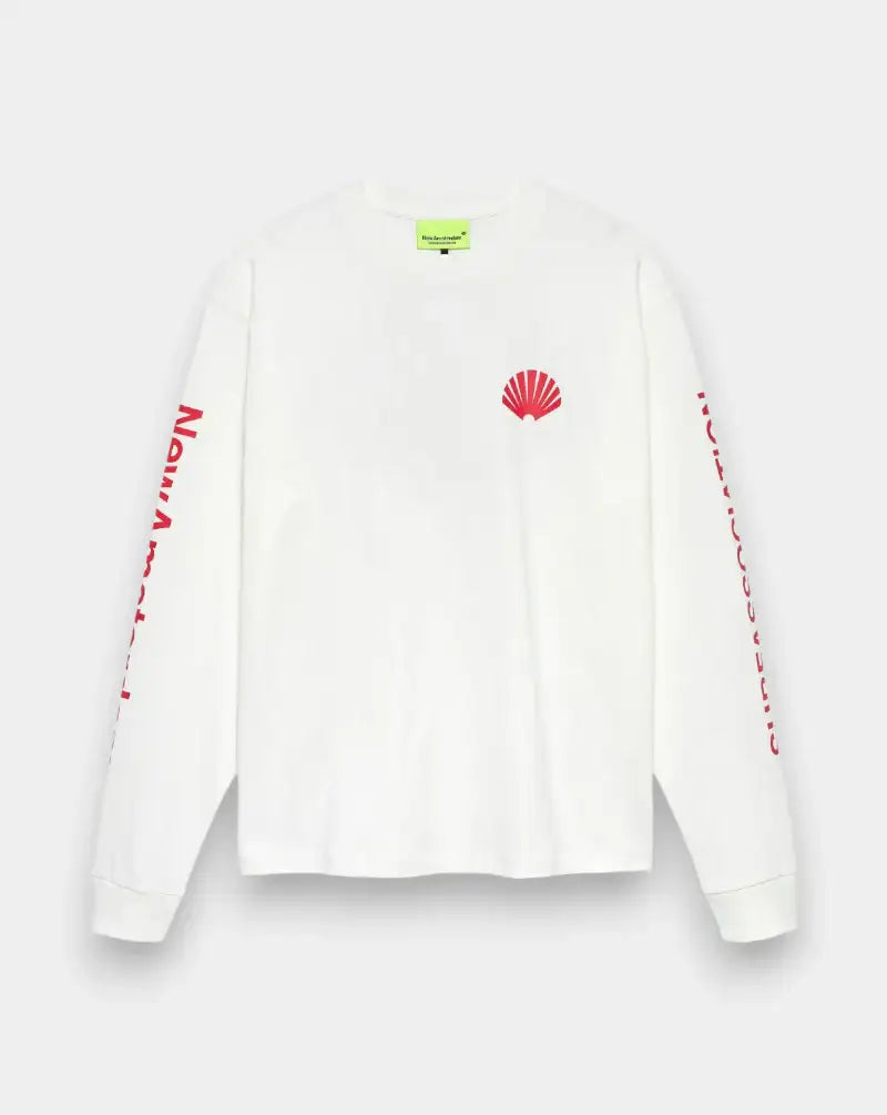 Camiseta New Amsterdam Logo Longsleeve Washed 2601106001 WHITE/DEEP RED NEW AMSTERDAM