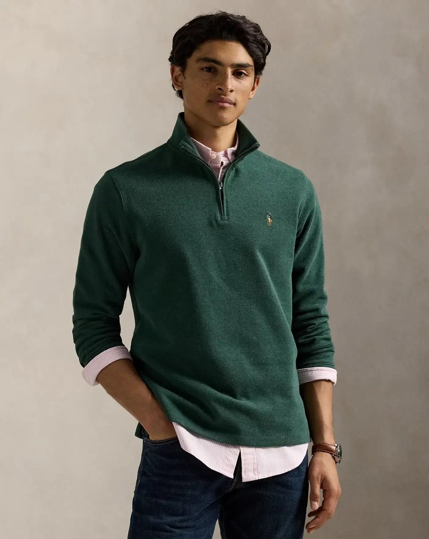 Jersey Polo Ralph Lauren Estate Rib 710671929032 SCOTCH PINE HEATHER POLO RALPH LAUREN