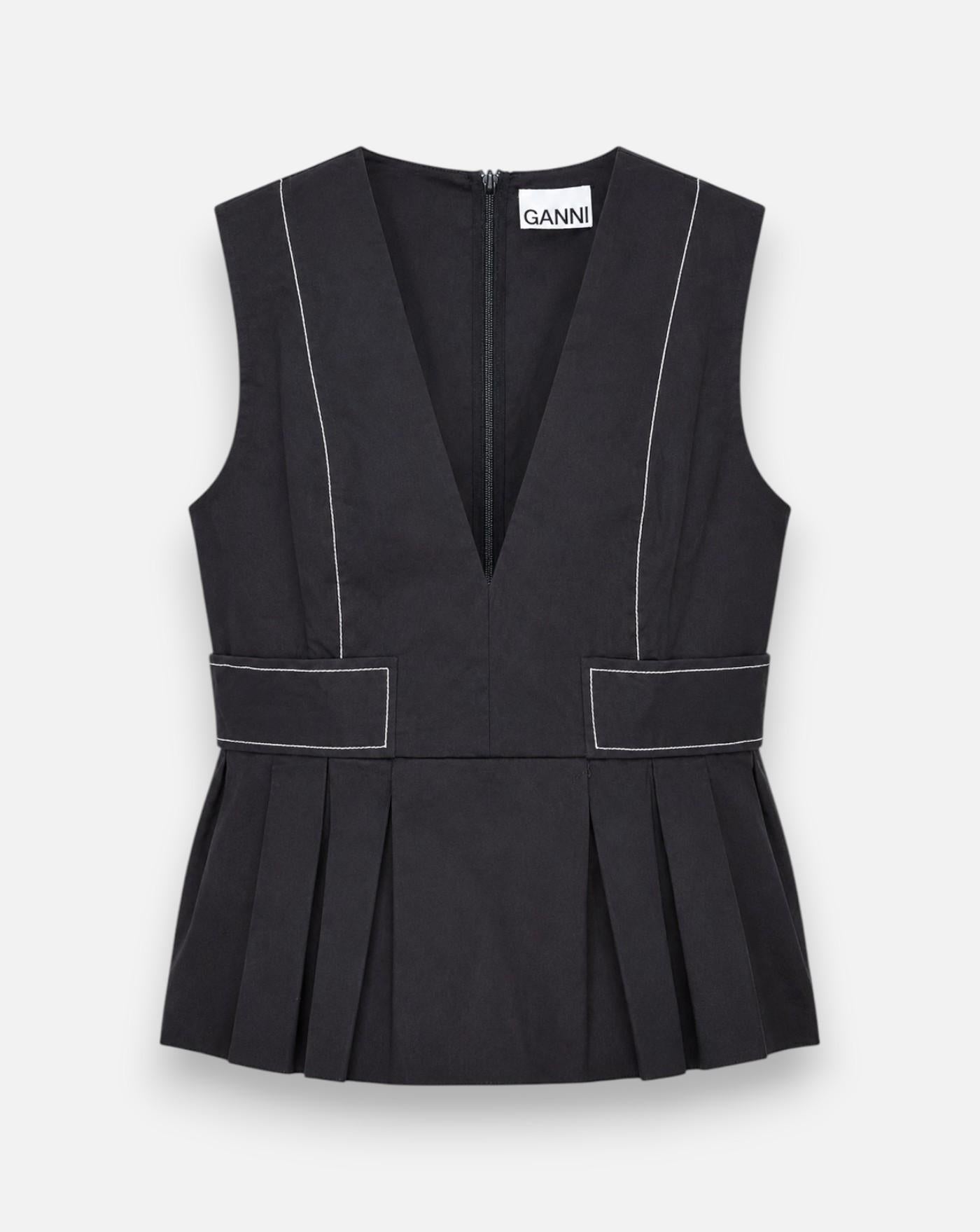 Bllusa Ganni V-Neck A1040124 099 BLACK GANNI