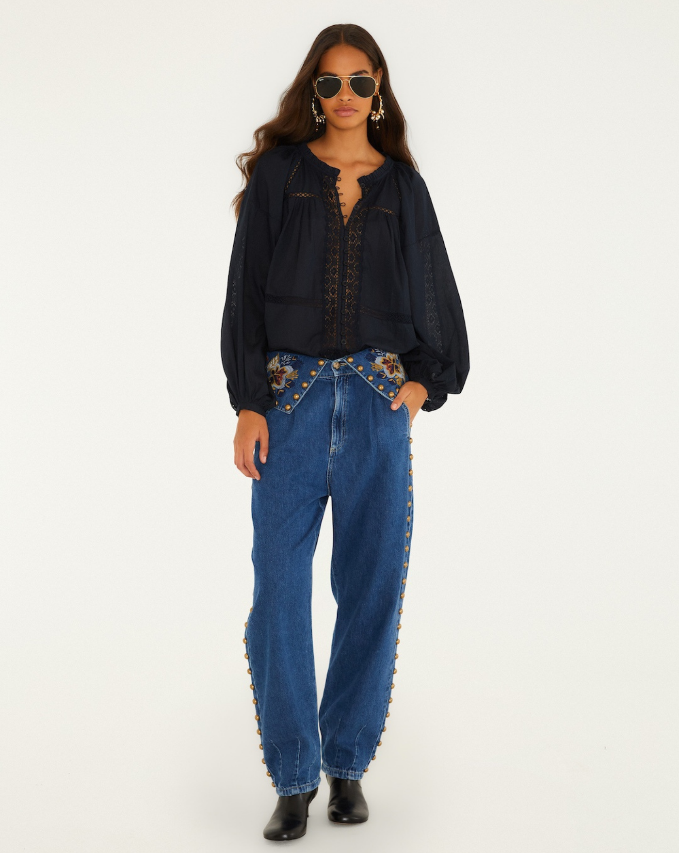 Pantalon Farm Rio Baloon Gold and Blue Denim 362430 L0034 DENIM FARM RIO