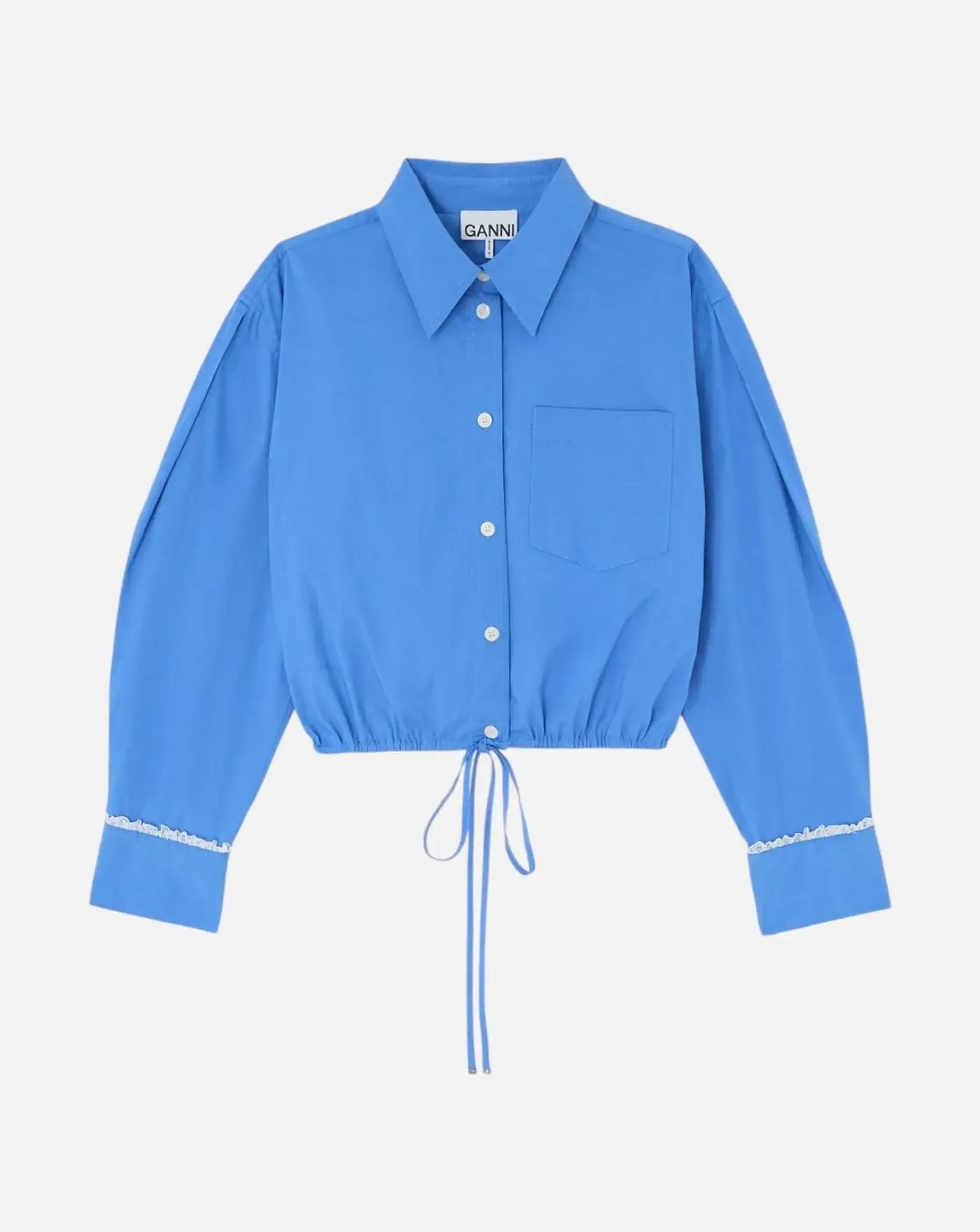 Blusa Ganni Stretch Cotton Cropped Bowling Shirt<BR/> A1140008 591 GANNI