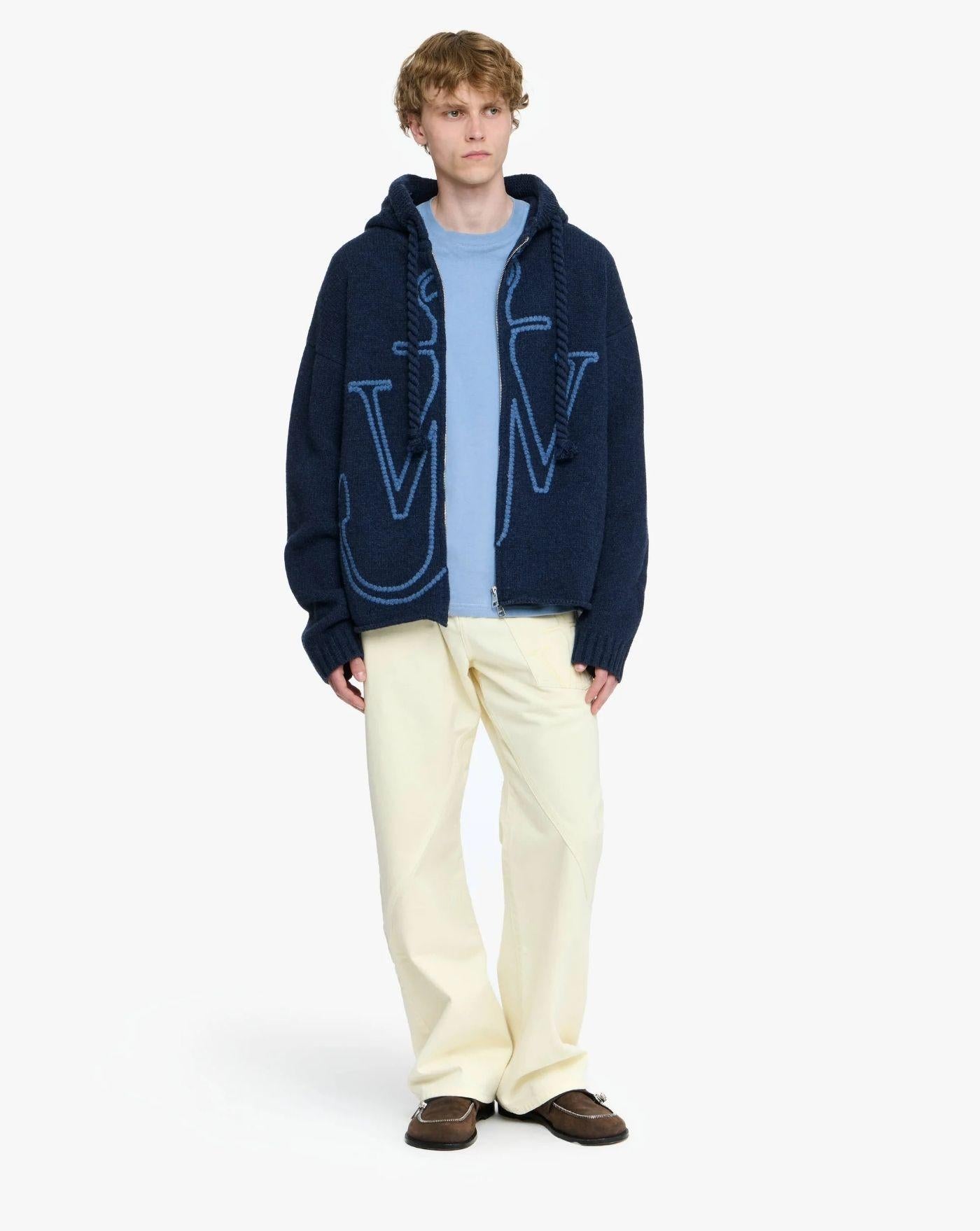 Jersey Jw Anderson Anchor Embroidery Zipped Hoodie KW1429YN0412 768 JW ANDERSON