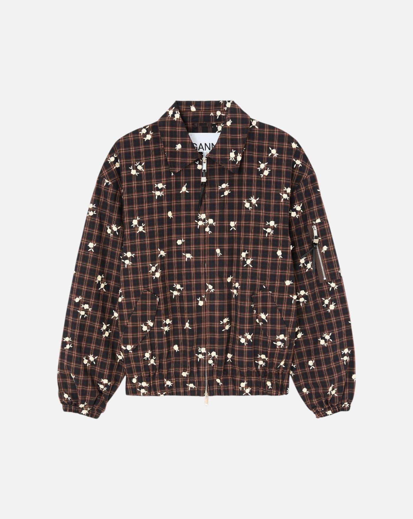 Chaqueta Ganni Yarn Dyed Check Flower Bomber<BR/> A1010198 ZX8 GANNI