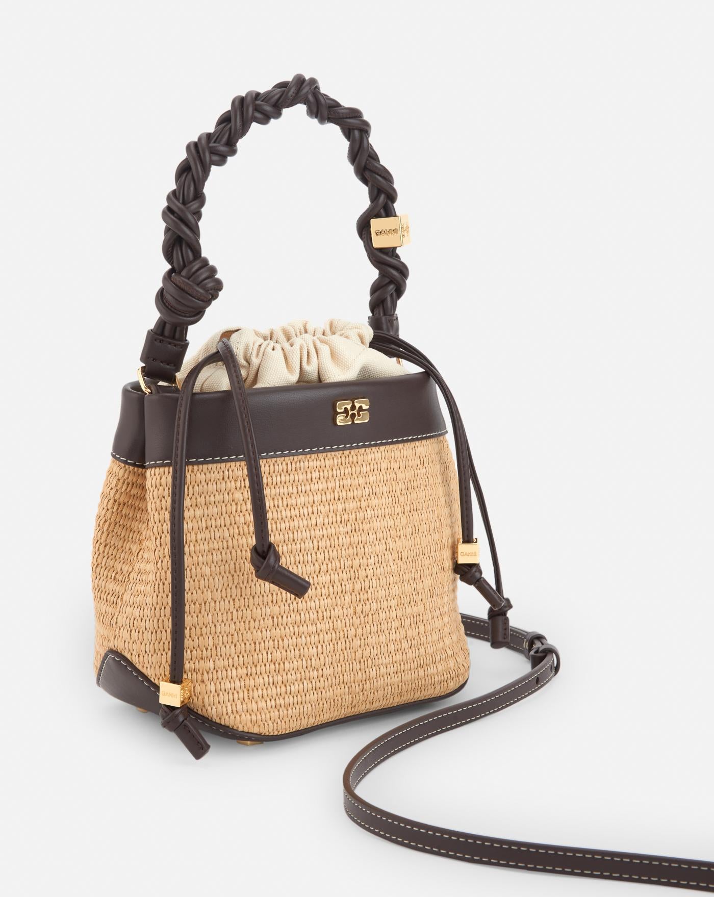 Bolso Ganni Bou Bucket Bag Raffia A6611 901 GANNI