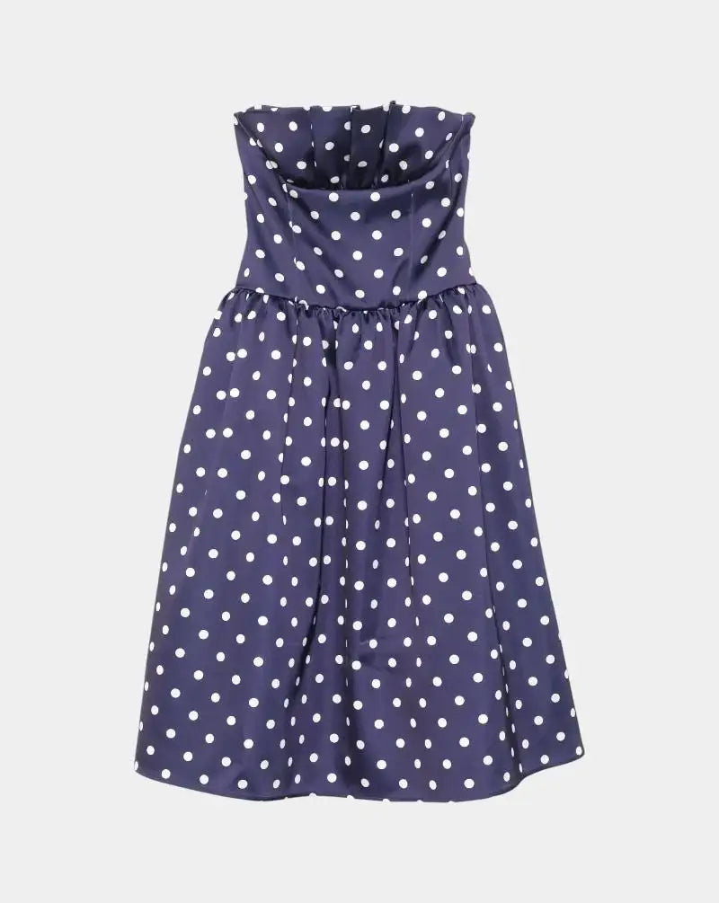 Vestido Self Portrait Polka Dot Satin Mini Dress SS25092M NAVY SELF-PORTRAIT