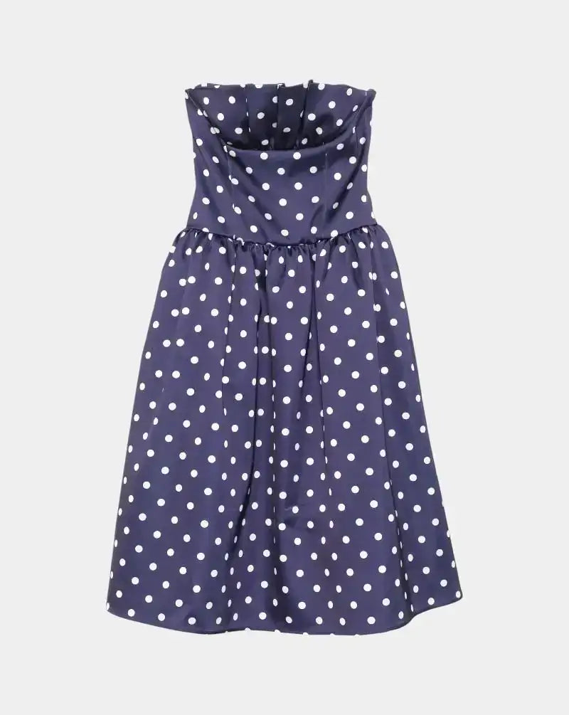 Vestido Self Portrait Polka Dot Satin Mini Dress SS25092M NAVY SELF-PORTRAIT