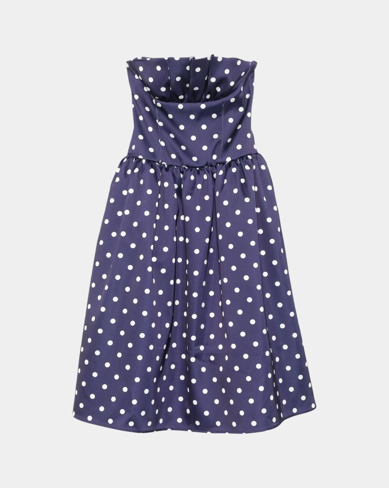Vestido Self Portrait Polka Dot Satin Mini Dress SS25092M NAVY SELF-PORTRAIT