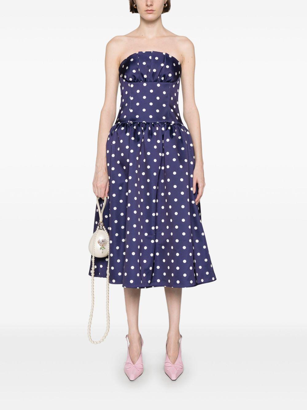 Vestido Self Portrait Polka Dot Satin Mini Dress SS25092M NAVY SELF-PORTRAIT