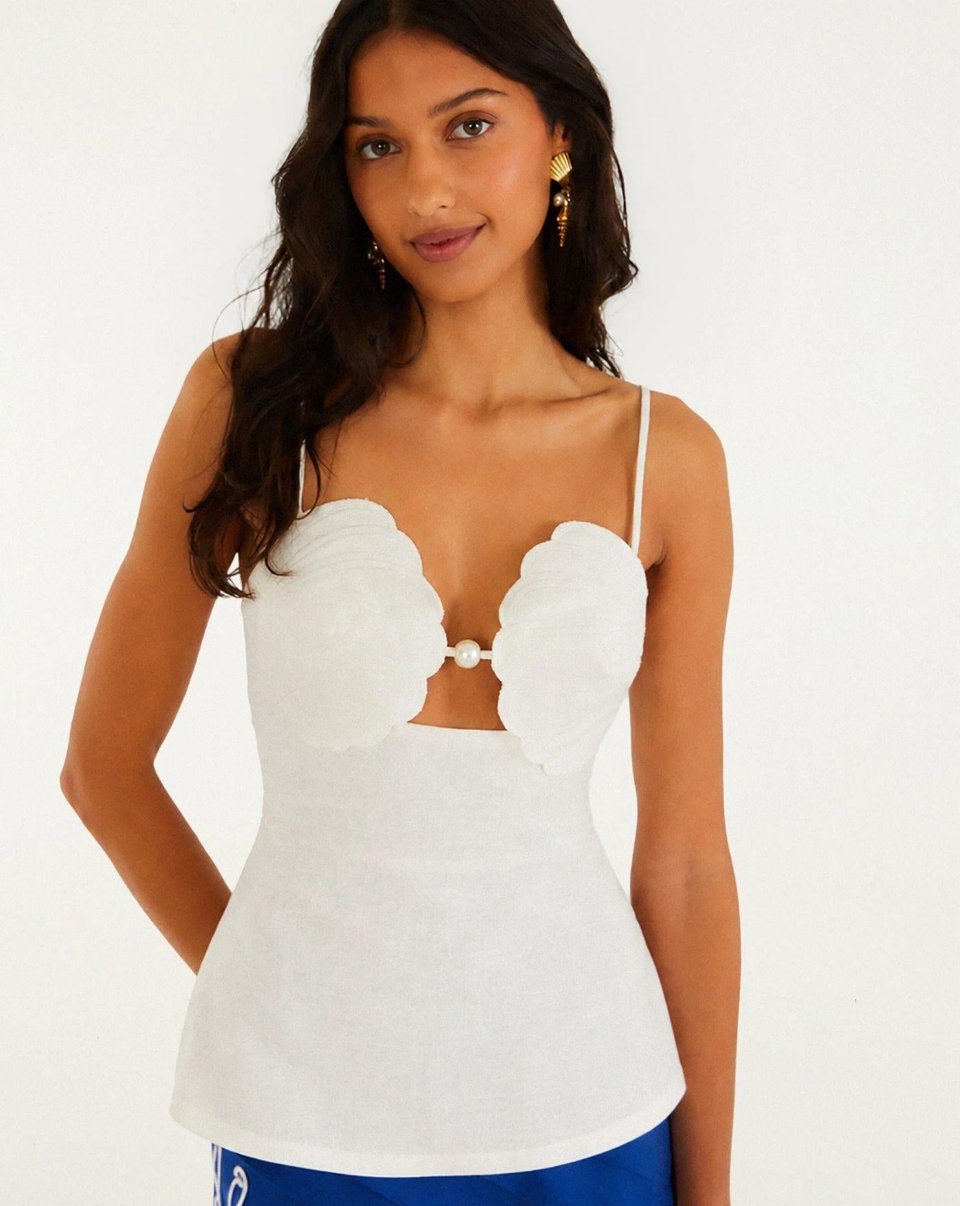 Blusa Farm Rio Shell Bust Off-white Peplum 363556 OFF WHITE FARM RIO