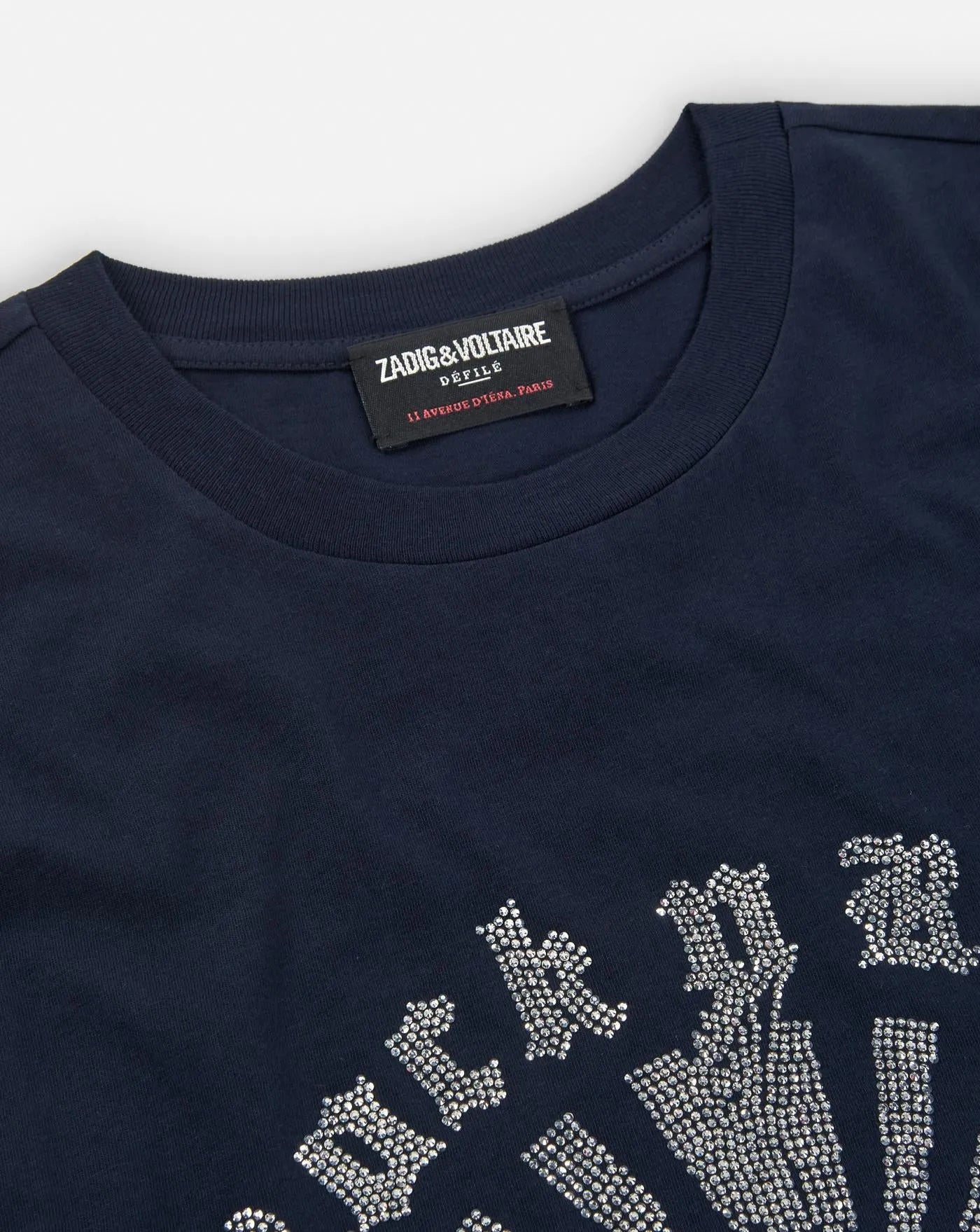 Camiseta Zadig && Voltaire Cloe Hc Guitar Wings Strass JWTT01265 AZUL ZADIG & VOLTAIRE