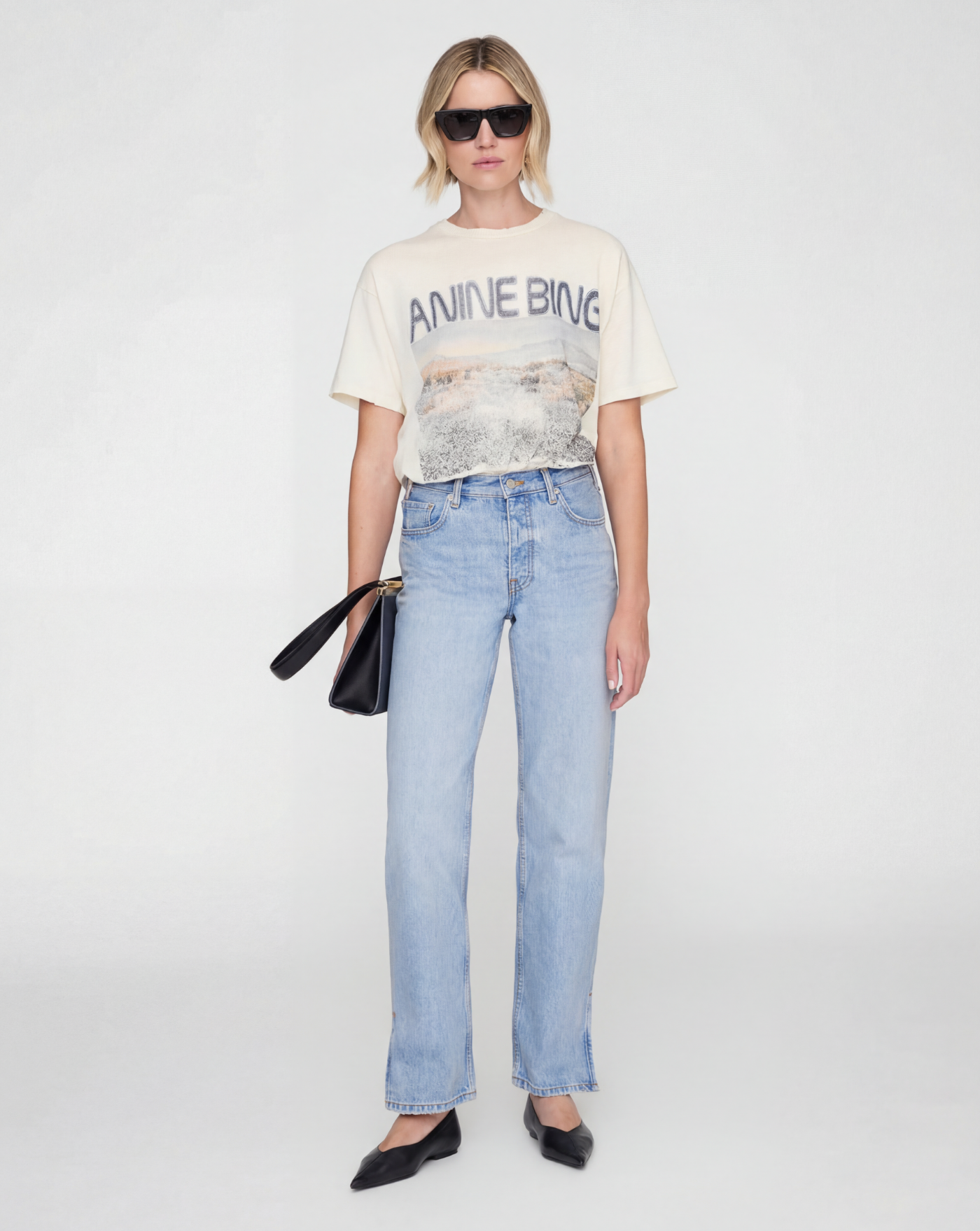 Camiseta Anine Bing Cade Tee Windflowers A0812078 OFW1OFF WHITE ANINE BING