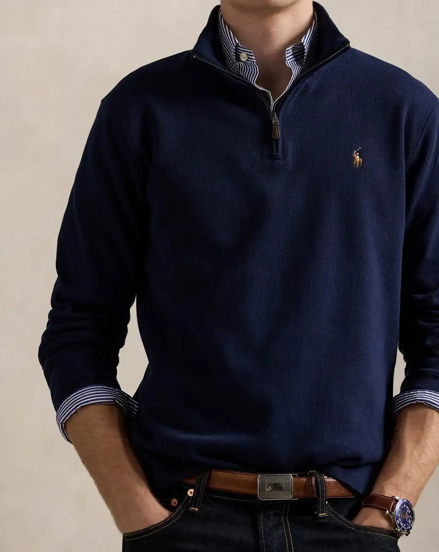 Jersey Polo Ralph Lauren Estate Rib 710671929029 CRUISE NAVY POLO RALPH LAUREN