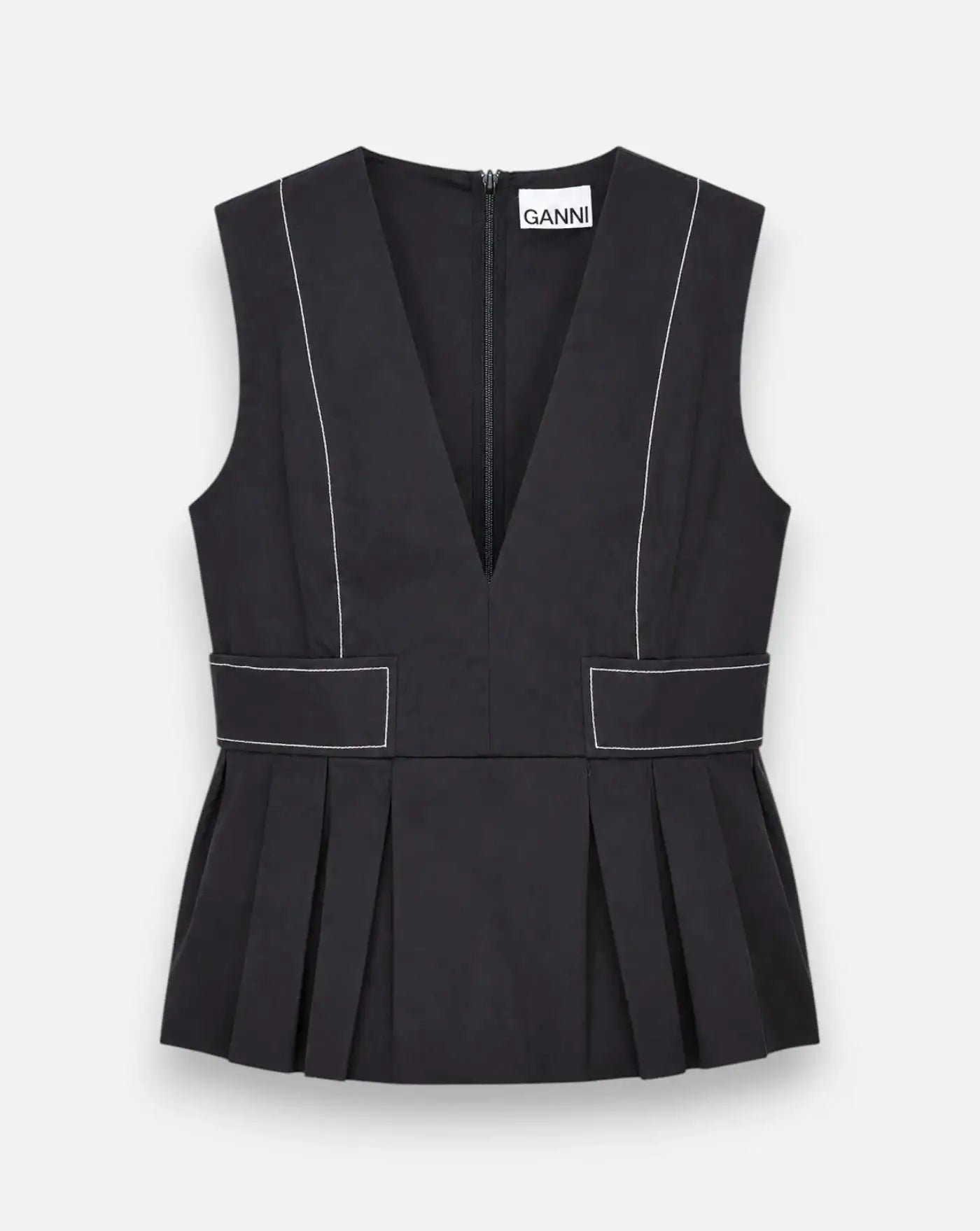Bllusa Ganni V-Neck A1040124 099 BLACK GANNI