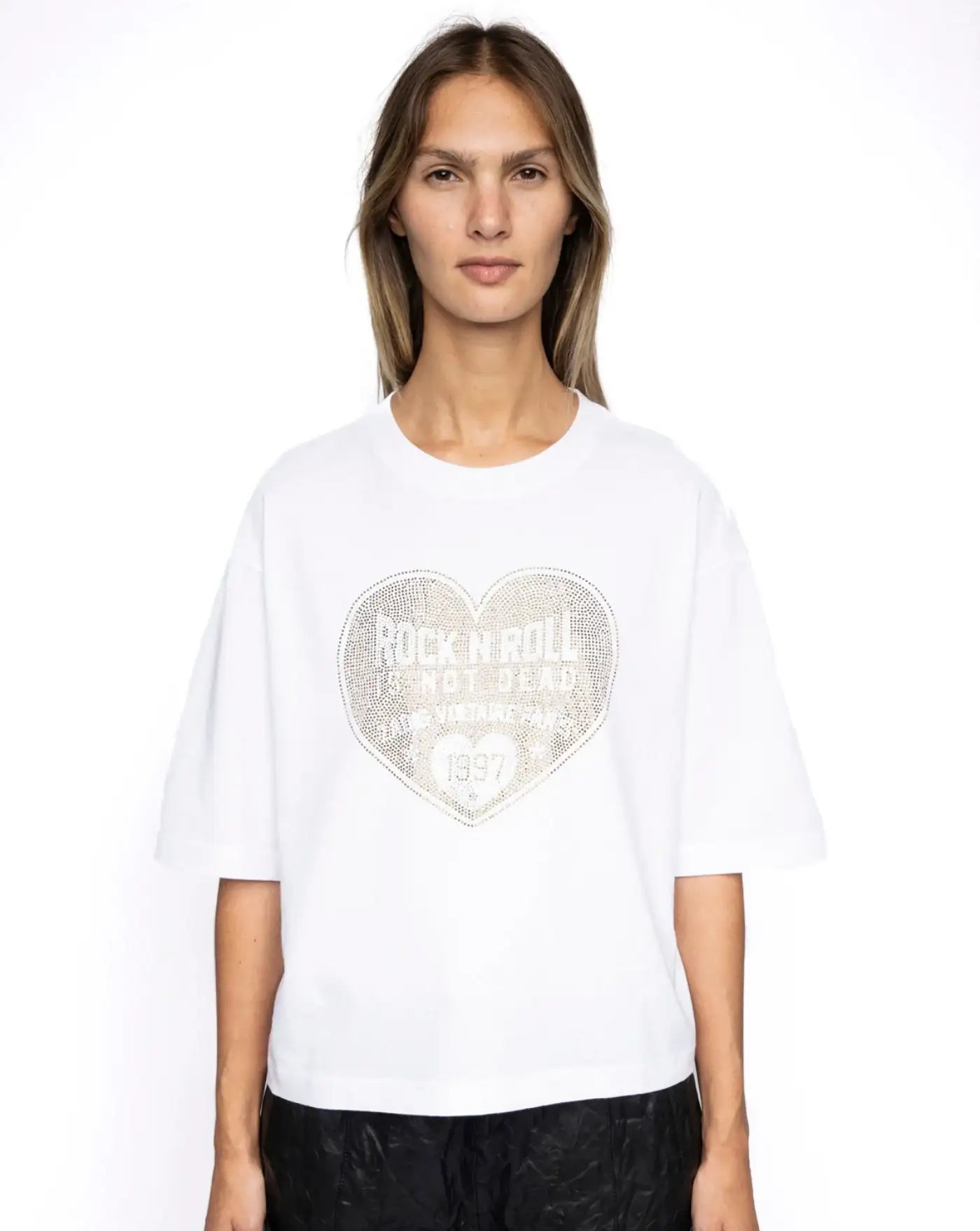 Camiseta Zadig & Voltaire Taida BC Heart RNR Strass JWTS02922 107 ZADIG & VOLTAIRE