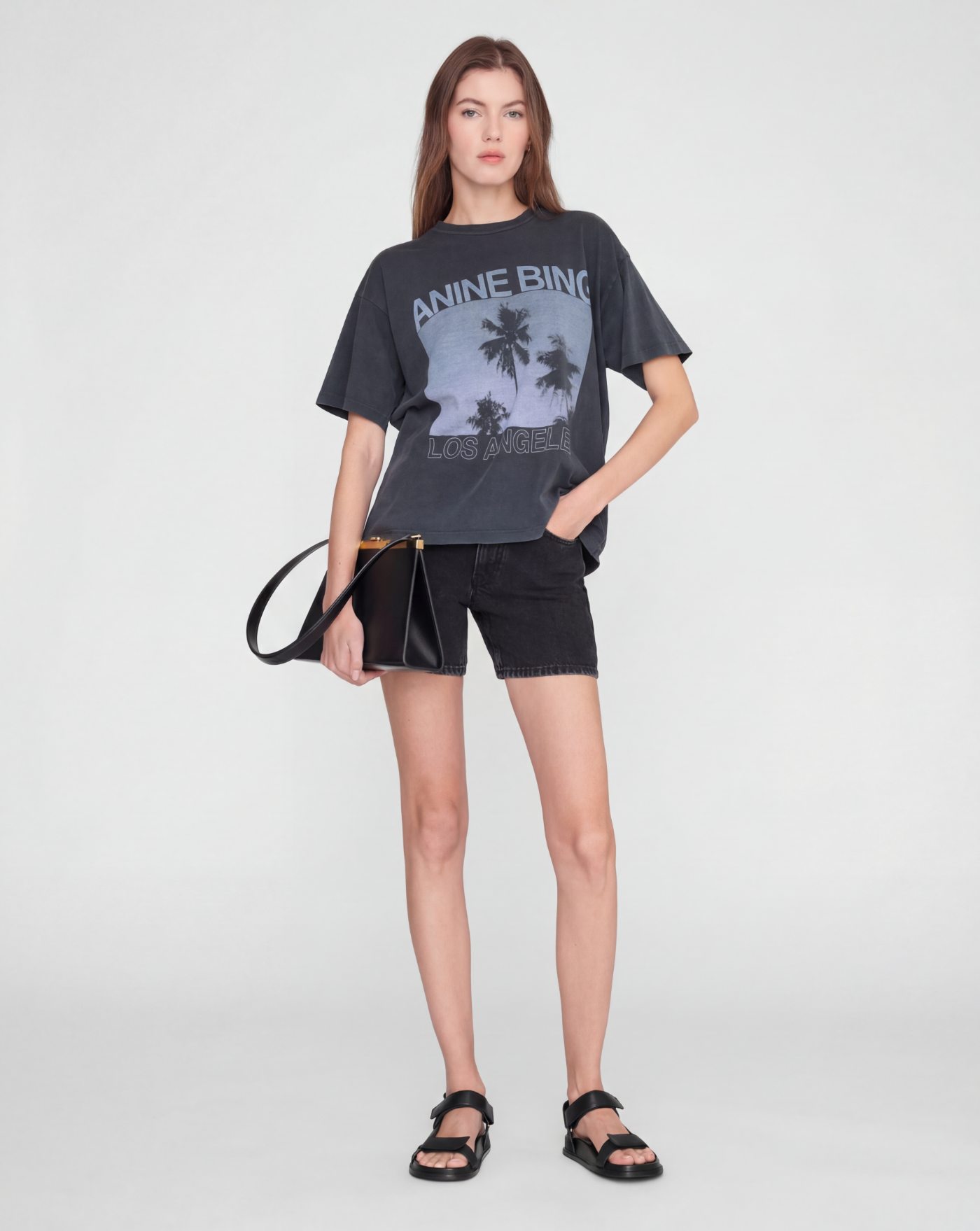 Camiseta Anine Bing Cade Tee Palms A0812162 WBL1WASHED GREY ANINE BING