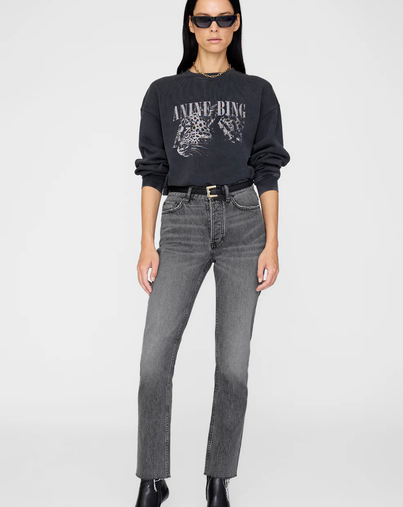 Sudadera Anine Bing Spencer Leopard A0811720WBL1 WASHED BLACK ANINE BING