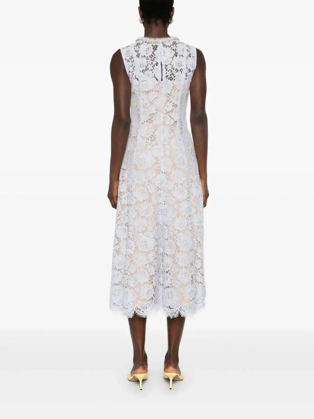 Vestido Self Portrait Fine Lace Pearl Midi Dress SS25158M BLUE SELF-PORTRAIT