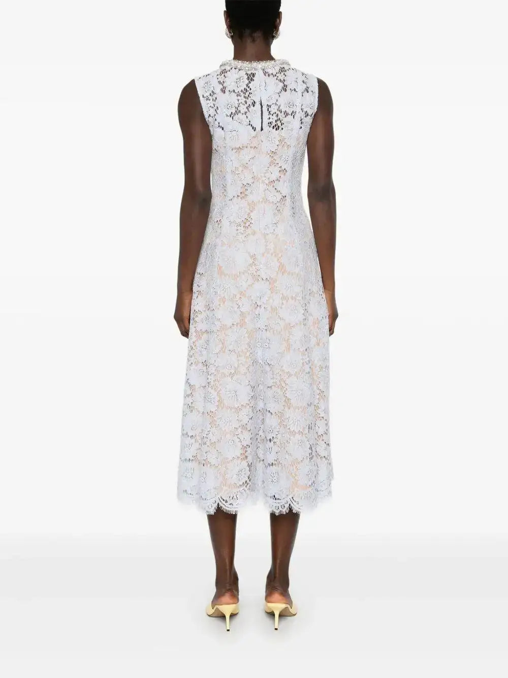 Vestido Self Portrait Fine Lace Pearl Midi Dress SS25158M BLUE SELF-PORTRAIT