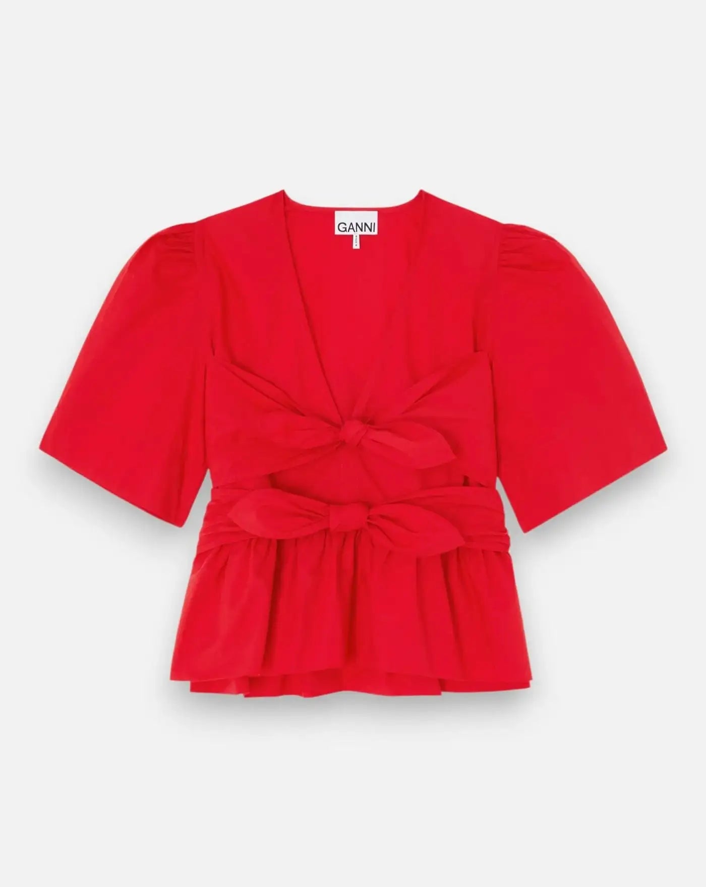 Blusa Cotton Poplin Bow Blouse<BR/> A1040485 474 GANNI