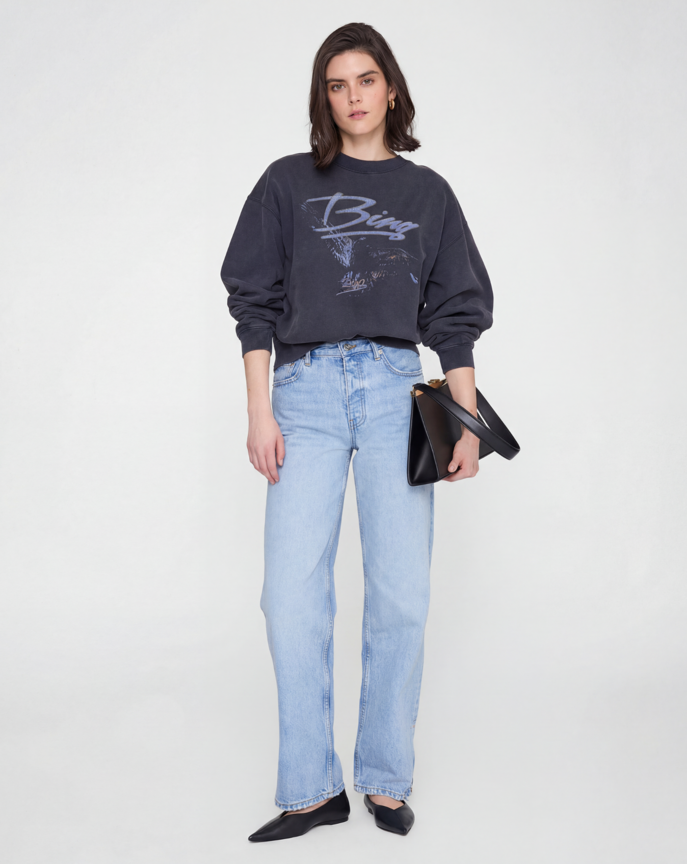 Sudadera Anine Bing Spencer Sweatshirt Eagle A0812161WBL WASHED BLACK ANINE BING