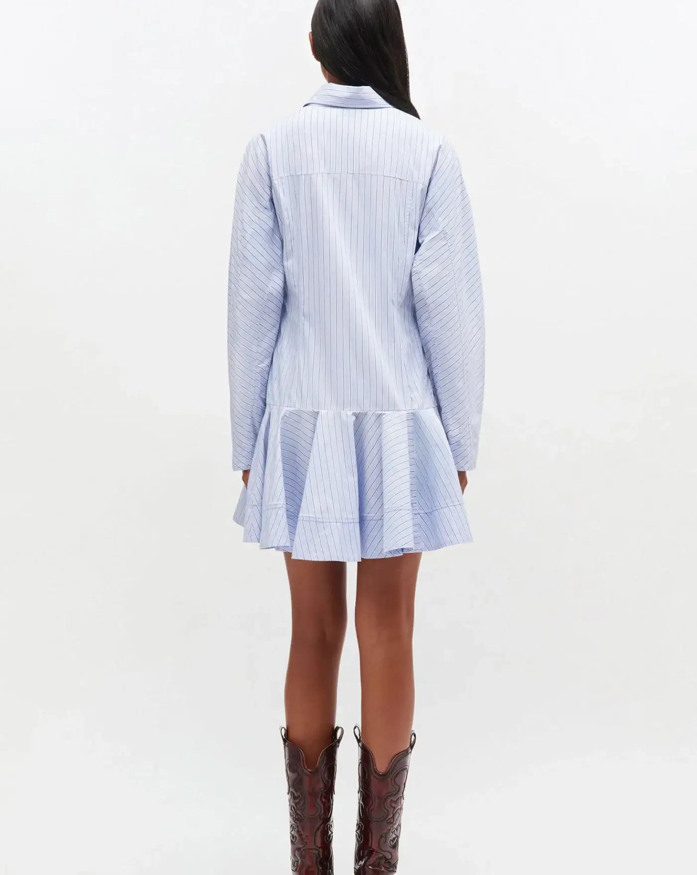 Vestido Ganni Stripe Cotton Buttoned Mini Dress W1101 01M GANNI