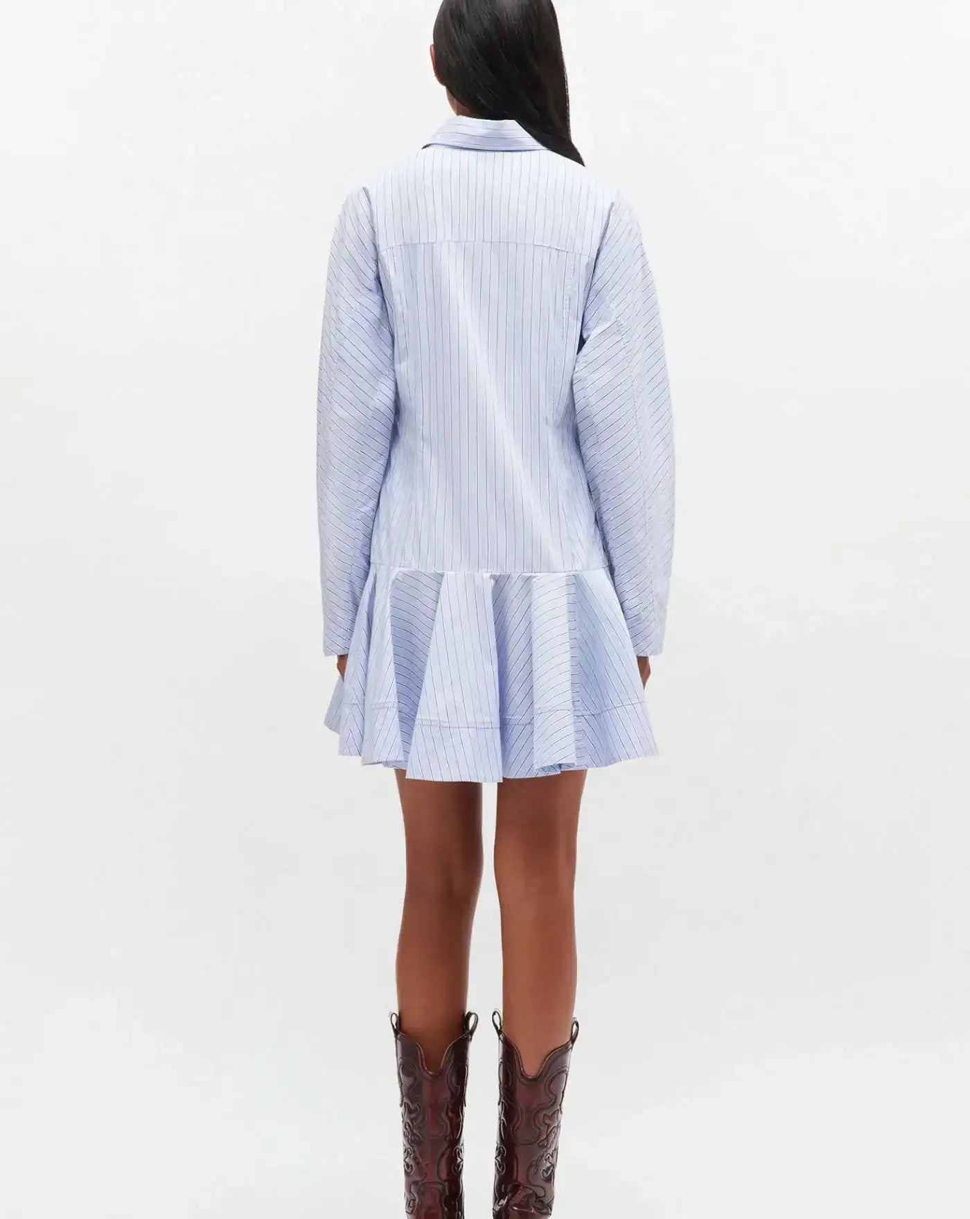 Vestido Ganni Stripe Cotton Buttoned Mini Dress W1101 01M GANNI
