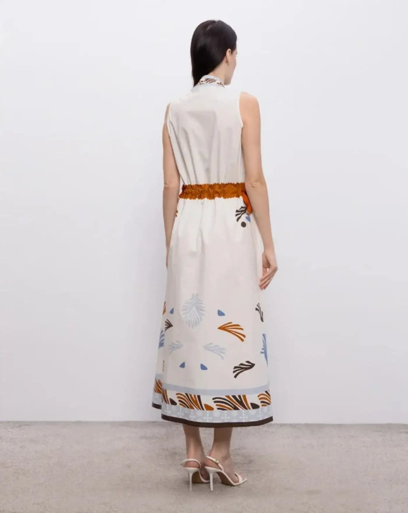 Vestido Herno Printed Belted Maxi Dress AB000080D 133209999 HERNO