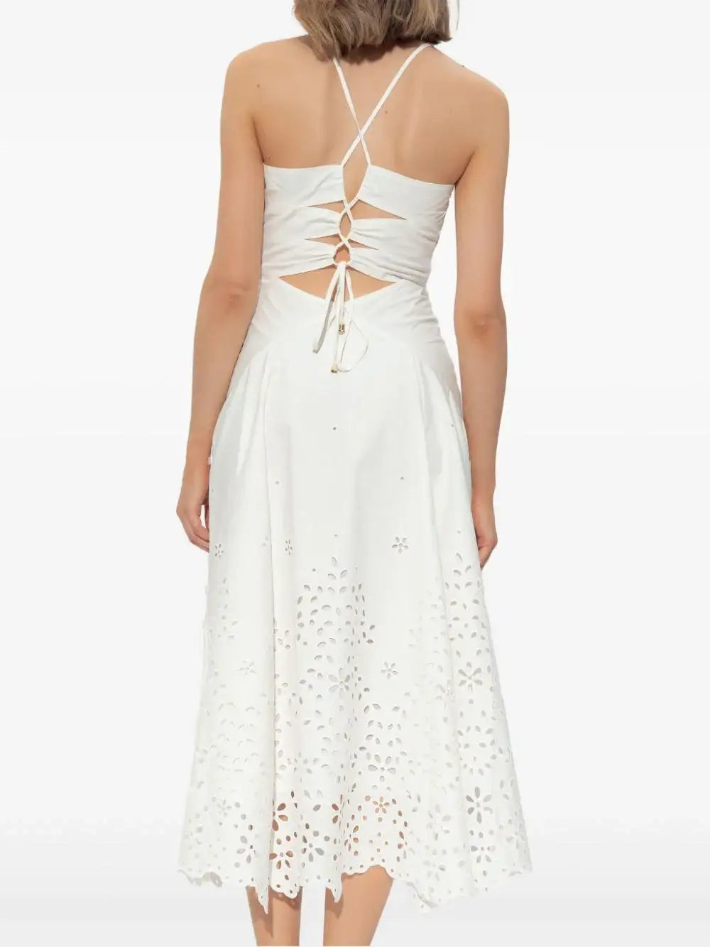 Vestido Self Portrait Cotton Embroidered Mini Dress SS25127M CREAM SELF-PORTRAIT