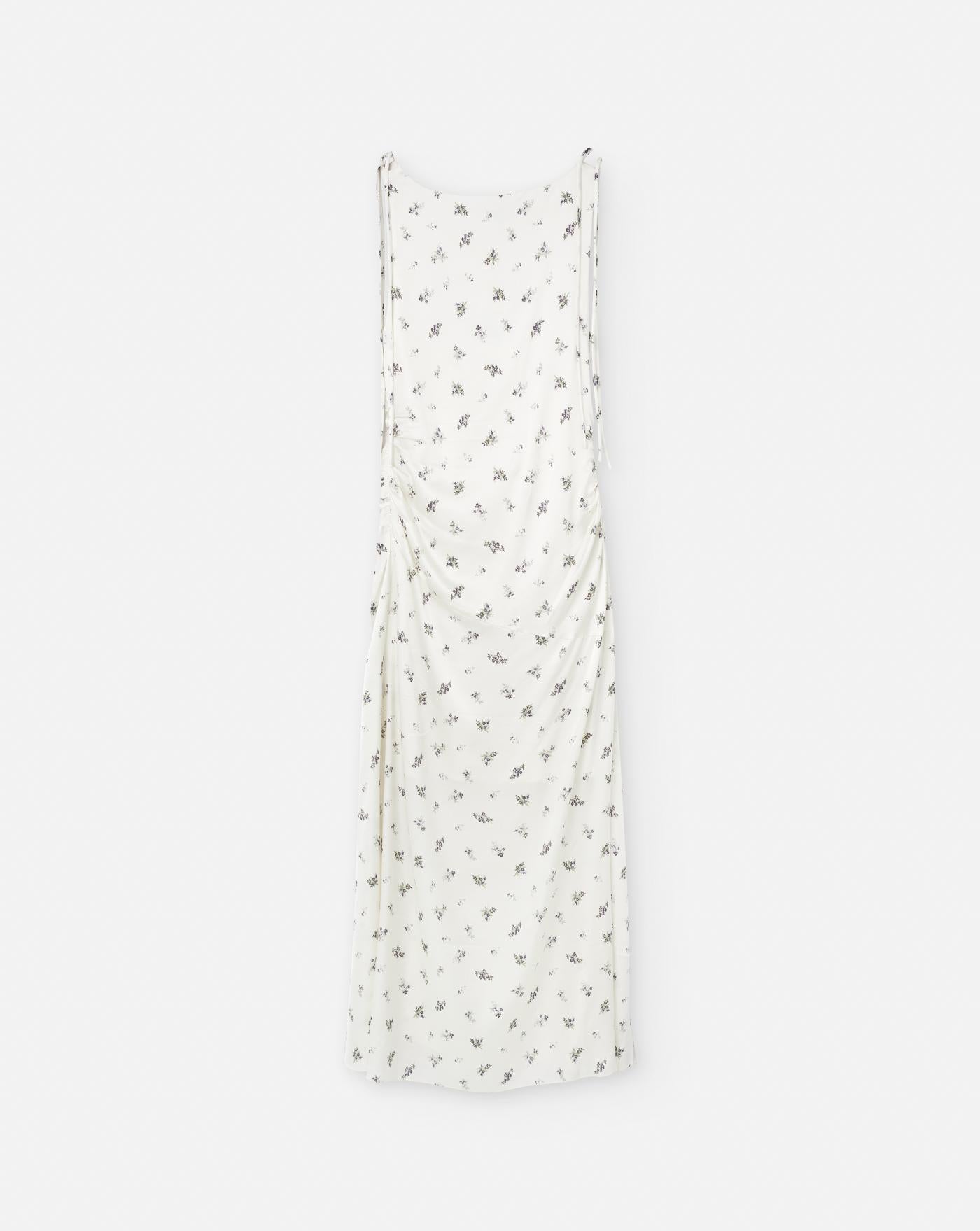 Vestido Ganni Printed Satin Gathered Long Dress W0262 135 GANNI